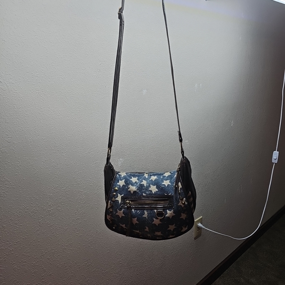 Woven Studded Front  American Flag Shoulder Handbag USA Patriot Cross Body